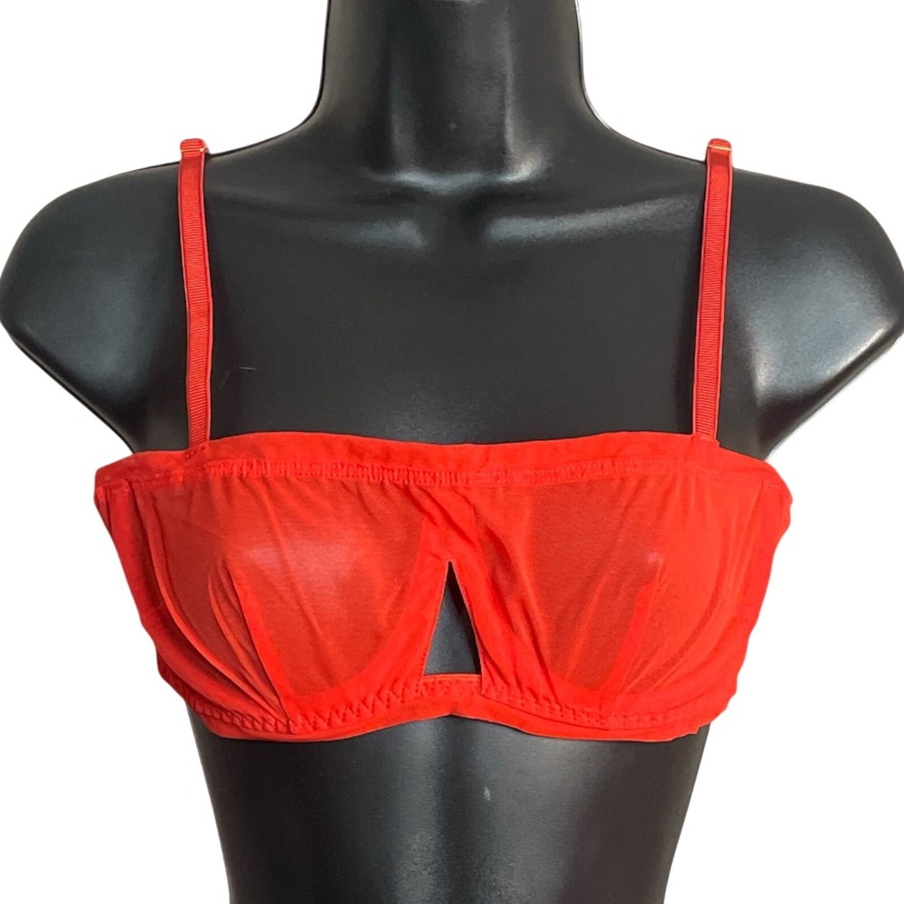 Free People We Are HAH Blood Orange Red Mesh Wired Bra 30-38B NWT Sexy Sheer